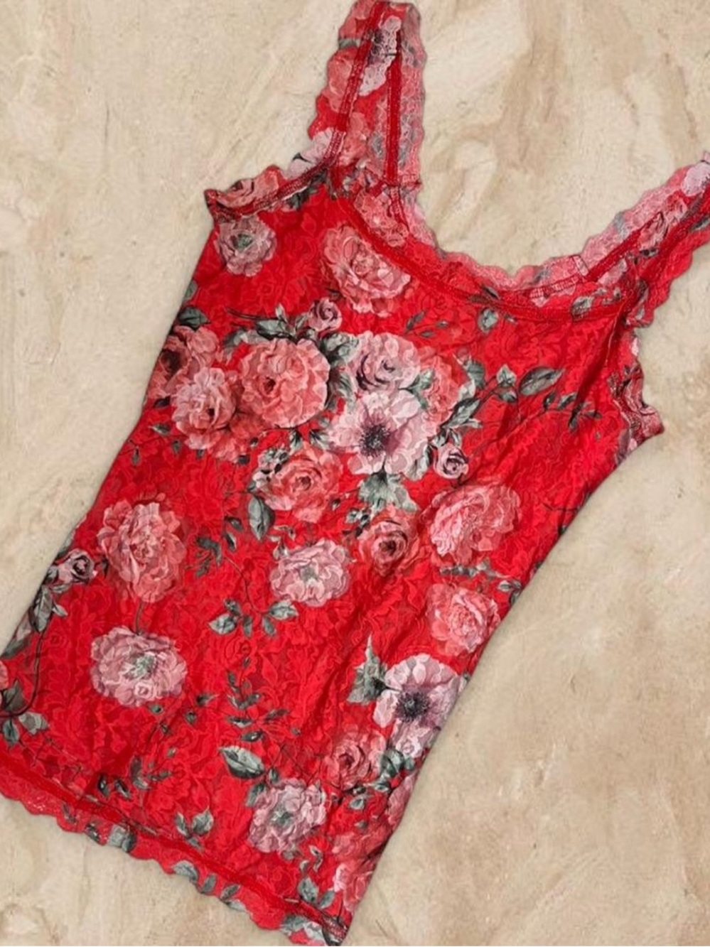 Hanky Panky Signature Lace Floral Camisole Tank Top Red Size S
